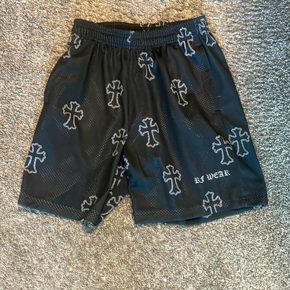 RF Men's Mesh Crosses Shorts 3.0 - Black/White - Size: M | 7” Inseam